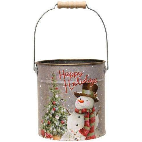 3/Set, Metal Snowman Buckets - The Fox Decor