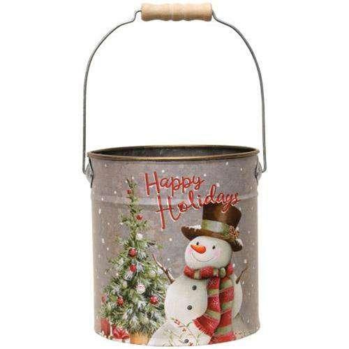 3/Set, Metal Snowman Buckets - The Fox Decor