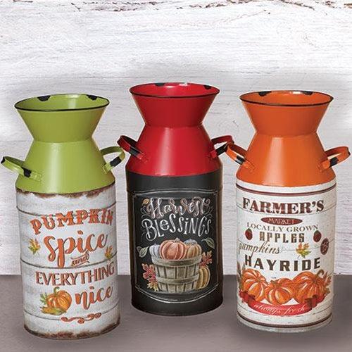 Harvest Metal Milk Can, 3 Asstd. Sold Individually - The Fox Decor