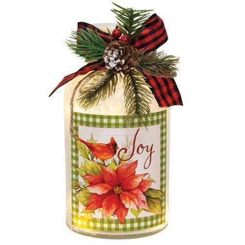 2/set Lighted Frosted Glass Poinsettia Bottle - The Fox Decor