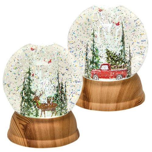 2/Set Lighted Winter Scene Water Globe, Christmas Decor - The Fox Decor
