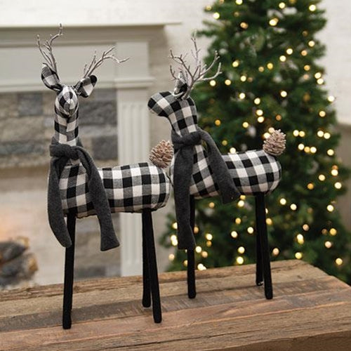 Black & White Plaid Deer, 20" H, 2 Asstd. Christmas Decor sold individually