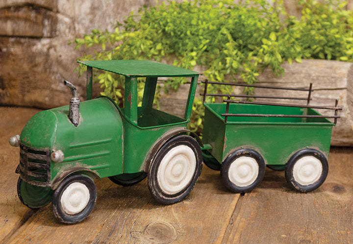 Antiqued Farm Tractor & Trailer