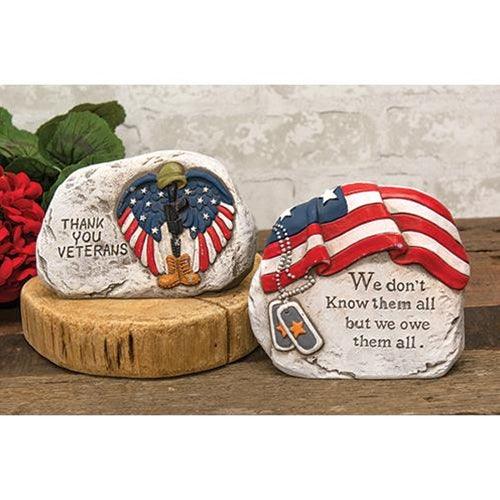 Patriotic Cement Garden Stone Set of 2