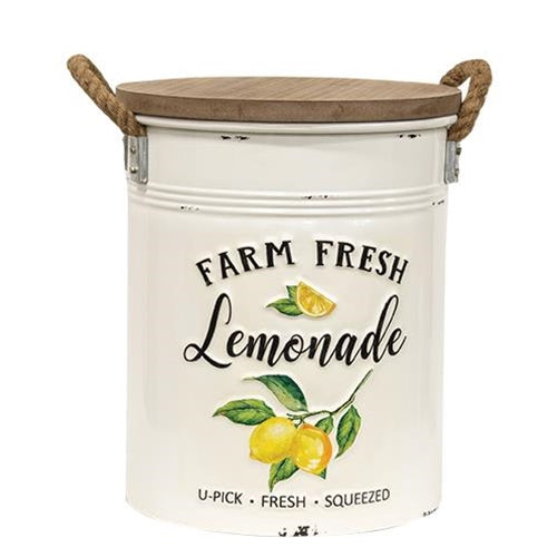 2/Set, Distressed Embossed Farm Fresh Lemonade Canisters