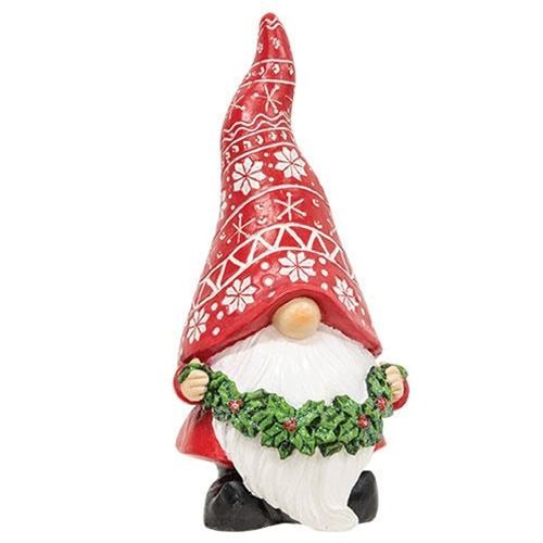 Carved Look Winter Greenery Resin Gnome, 2 Asstd. sold individually