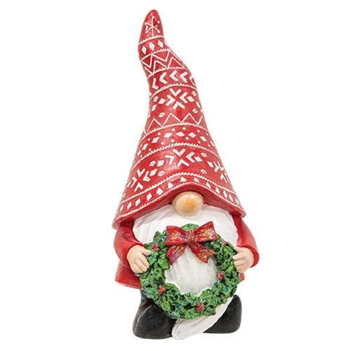 Carved Look Winter Greenery Resin Gnome, 2 Asstd. sold individually