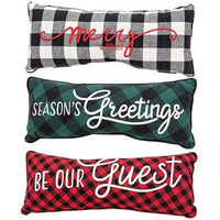 Thumbnail for 3/set Buffalo Check Season's Greeting Sentiment Pillow - The Fox Decor