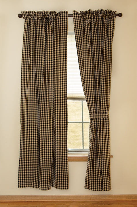 Black Check Panels Curtain Set of 2 84