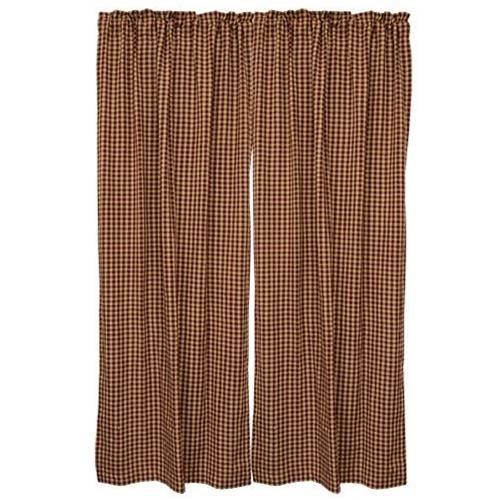 Burgundy Check Panels Curtain Set of 2 84