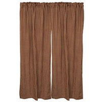 Thumbnail for Burgundy Check Panels Curtain Set of 2 84