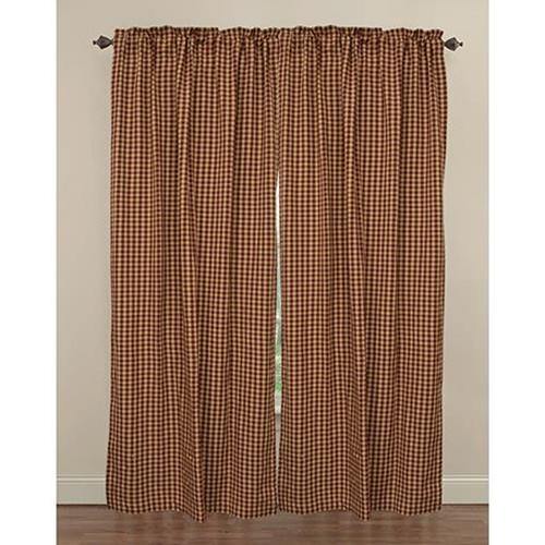 Burgundy Check Panels Curtain Set of 2 84