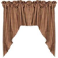 Burgundy Check Swag Curtain Set of 2 36x36x16 - The Fox Decor