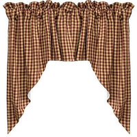Thumbnail for Burgundy Check Swag Curtain Set of 2 36x36x16 - The Fox Decor
