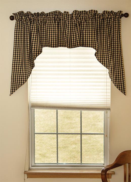 Black Check Swag Curtain Set of 2 36x36x16 - The Fox Decor