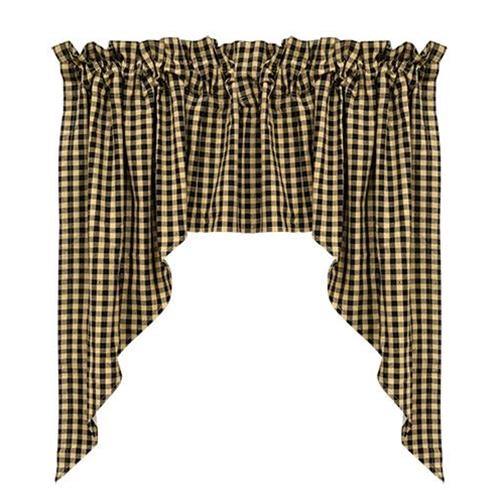 Black Check Swag Curtain Set of 2 36x36x16 - The Fox Decor