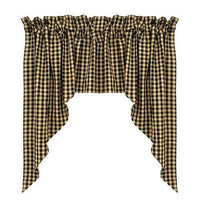 Thumbnail for Black Check Swag Curtain Set of 2 36x36x16 - The Fox Decor
