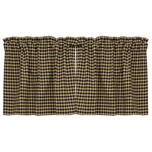 Black Check Tier Curtain Set of 2 24