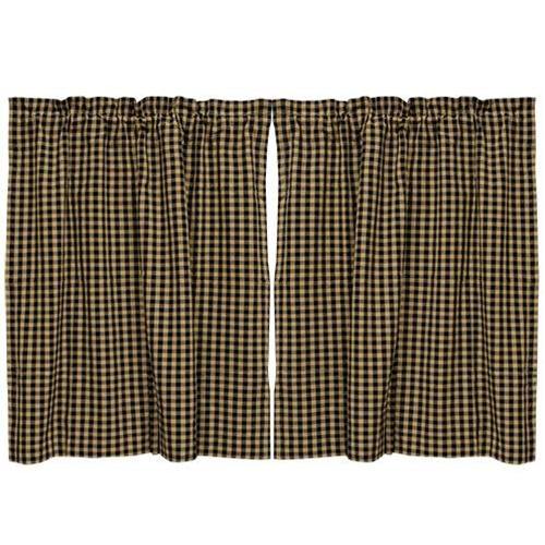 Black Check Tier Curtain Set of 2 36"x36" - The Fox Decor