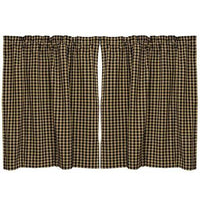 Thumbnail for Black Check Tier Curtain Set of 2 36