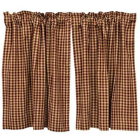 Thumbnail for Burgundy Check Tier Curtain Set of 2 36