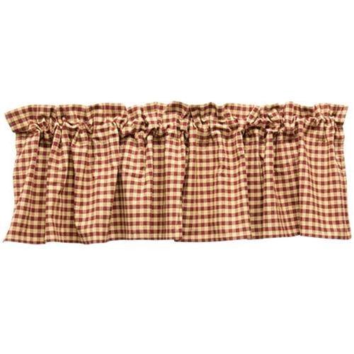 Burgundy Check Valance Curtain 16"x36" - The Fox Decor