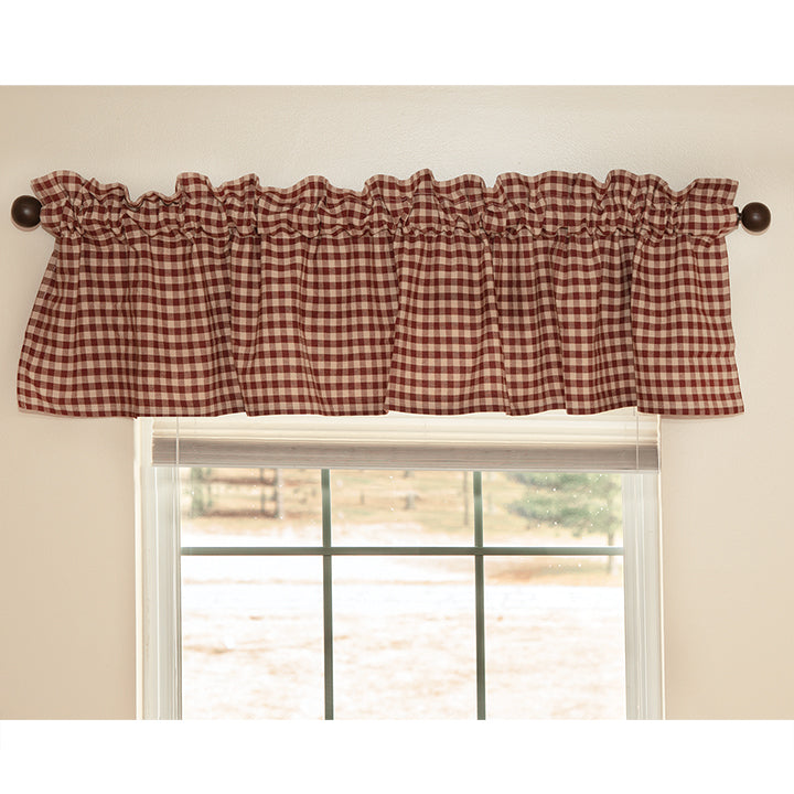 Burgundy Check Valance Curtain 16"x36"