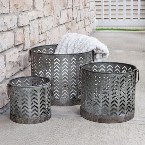 3/Set, Chevron Metal Baskets - The Fox Decor