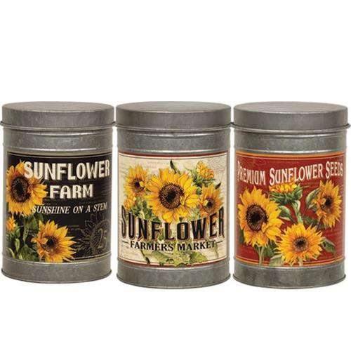 Set of 3 Metal Sunflower Canister - The Fox Decor