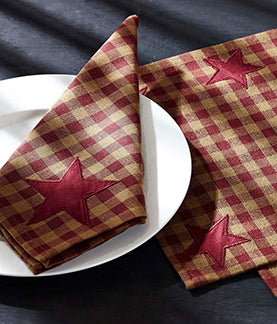 6/Set, Burgundy Star Napkins, 20"