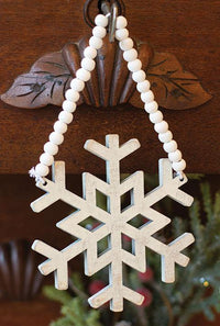 Thumbnail for Distressed Wooden Snowflake Beaded Ornament - The Fox Decor