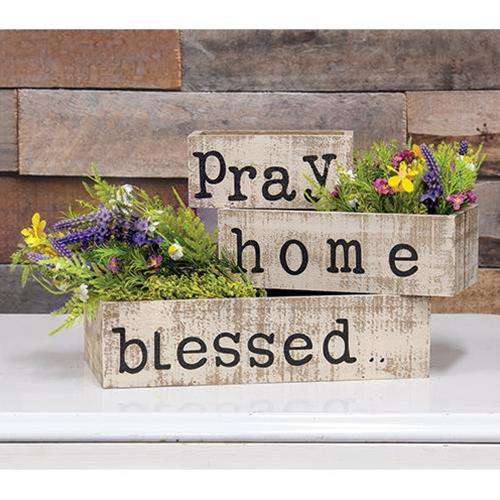 3/Set Blessed, Home, Pray Boxes - The Fox Decor