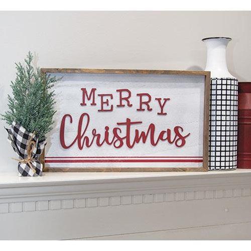 Merry Christmas Distressed Wooden Frame Sign - The Fox Decor