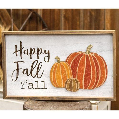 Happy Fall Y'all Distressed Wooden Frame - The Fox Decor
