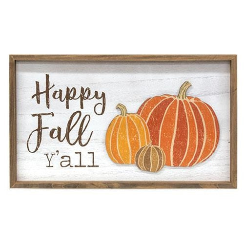 Happy Fall Y'all Distressed Wooden Frame