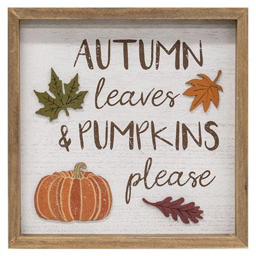 Autumn Leaves & Pumpkins Please Distressed Wooden Frame - The Fox Decor