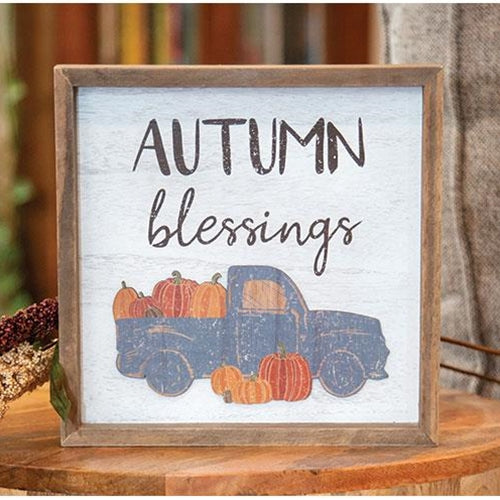 Autumn Blessings Pumpkin Truck Distressed Frame