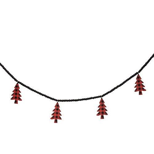 Buffalo Check Christmas Trees Beaded Garland - The Fox Decor