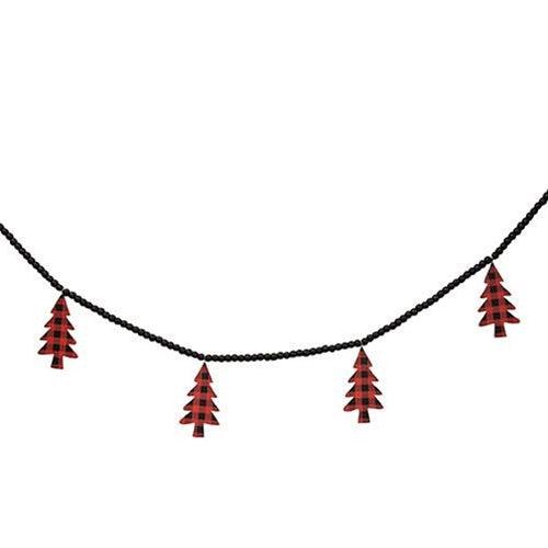 Buffalo Check Christmas Trees Beaded Garland