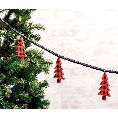 Buffalo Check Christmas Trees Beaded Garland - The Fox Decor