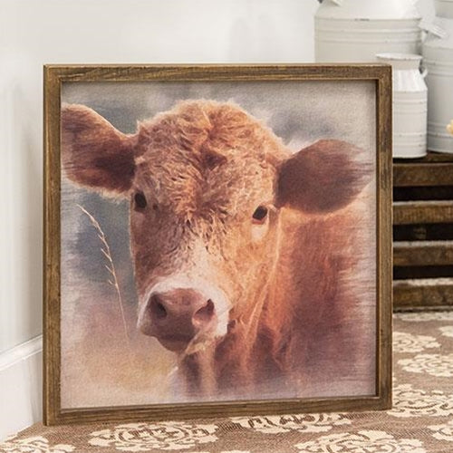 Cow Portrait Framed Print, Wood Frame