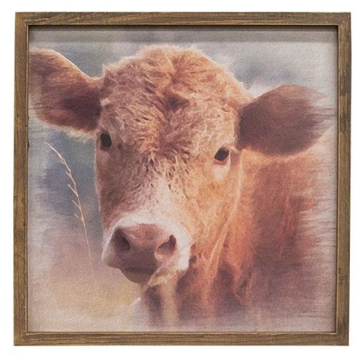 Cow Portrait Framed Print, Wood Frame