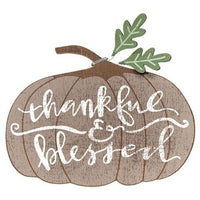 Thumbnail for Graywashed Thankful & Blessed Pumpkin Sitter