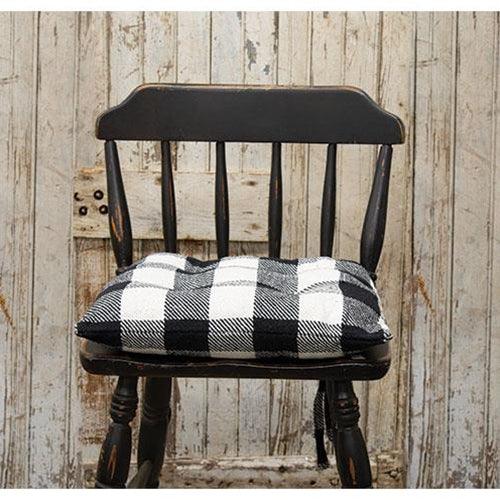 Black & White Buffalo Check Chair Pad - The Fox Decor