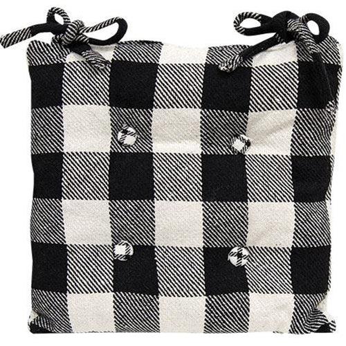 Black & White Buffalo Check Chair Pad - The Fox Decor