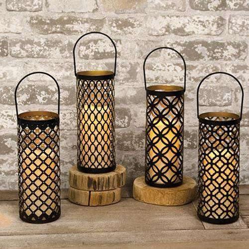 Black & Gold Metal Lantern, 4 Asstd. Sold Individually - The Fox Decor
