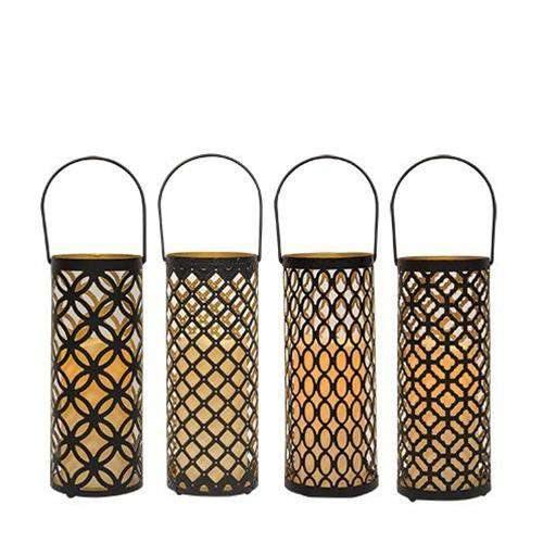 Black & Gold Metal Lantern, 4 Asstd. Sold Individually - The Fox Decor