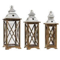 Thumbnail for 3/Set, Wood & Chicken Wire Lanterns - The Fox Decor