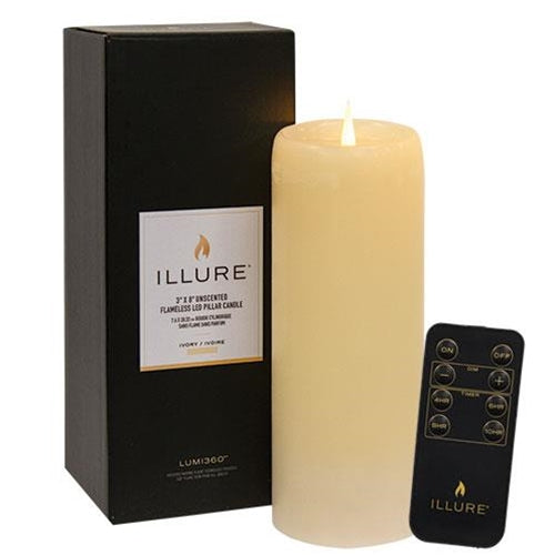 Illure Ivory Wax Pillar, 3" x 8" - The Fox Decor