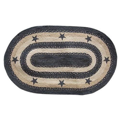 Primitive Pewter Star Braided Rug, 3'x5'